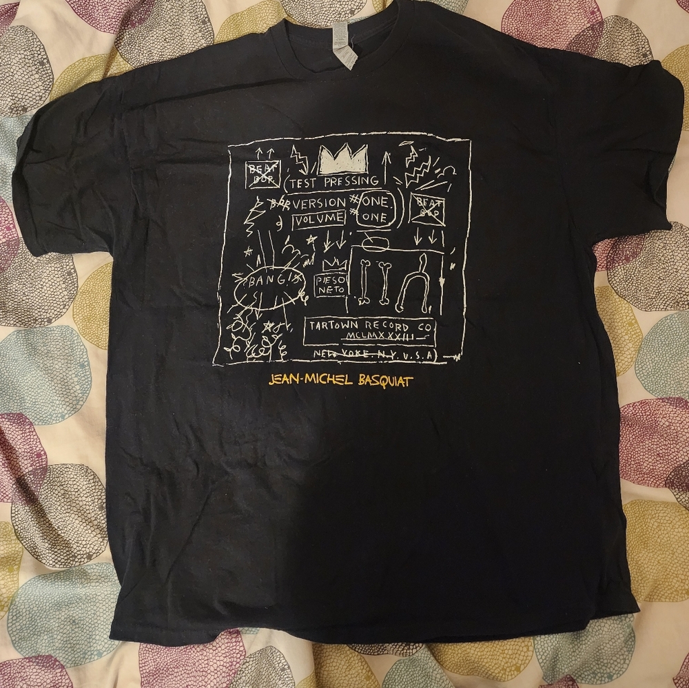 Black Graphic Tee with Yellow Signature Detail